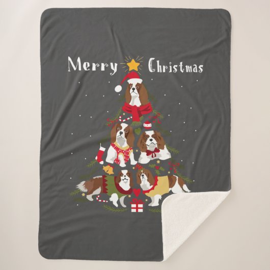 Cavalier King Charles Spaniel kerstmis Sherpa Deken (Voorkant)