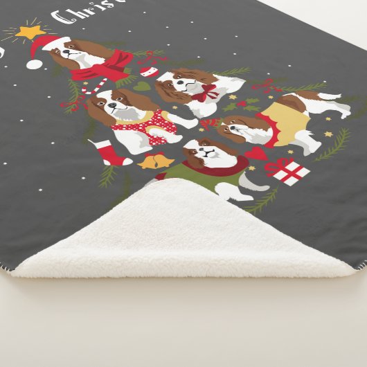 Cavalier King Charles Spaniel kerstmis Sherpa Deken (3/4)
