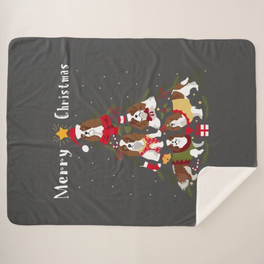 Cavalier King Charles Spaniel kerstmis Sherpa Deken (Voorkant (horizontaal))