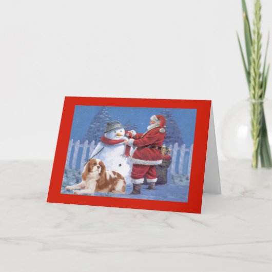 Cavalier King Charles Spaniel Kerstmis Snowman Feestdagen Kaart (Voorkant)