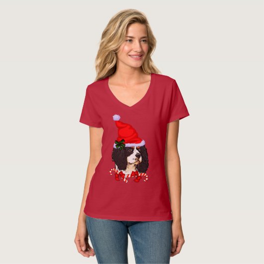 Cavalier King Charles Spaniel Kerstmis T-shirt (Voorkant volledig)