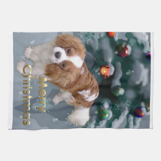 Cavalier King Charles Spaniel Kerstmis Theedoek (Horizontaal)