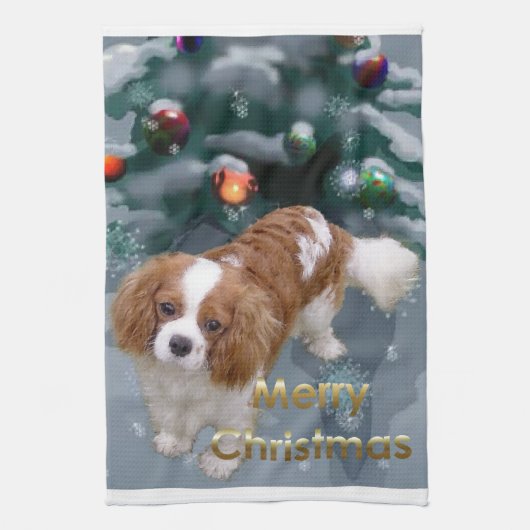 Cavalier King Charles Spaniel Kerstmis Theedoek (Verticaal)