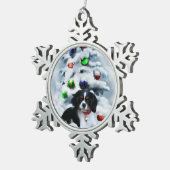 Cavalier King Charles Spaniel Kerstmis Tin Sneeuwvlok Ornament (Rechts)