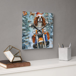 Cavalier King Charles Spaniel Kerstmis Vierkante Klok