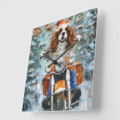 Cavalier King Charles Spaniel Kerstmis Vierkante Klok (Hoek)