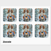 Cavalier King Charles Spaniel Kerstmis Vierkante Sticker (Vel)