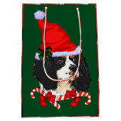 Cavalier King Charles Spaniel Kerstmis Vrolijk Medium Cadeauzakje (Achterkant)