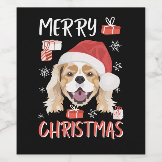 Cavalier King Charles Spaniel Kerstmis Wijn Etiket (Enkel label)