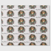 Cavalier King Charles Spaniel Kerstmis Wreath Cadeaupapier (Vlak)