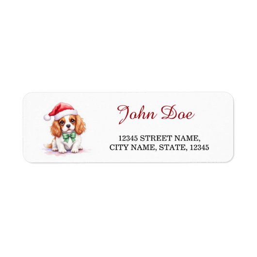 Cavalier King Charles Spaniel Kerstmuts Kerstmis Etiket (Voorkant)
