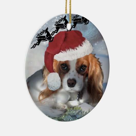 Cavalier King Charles Spaniel kerstornament Keramisch Ornament (Rechts)