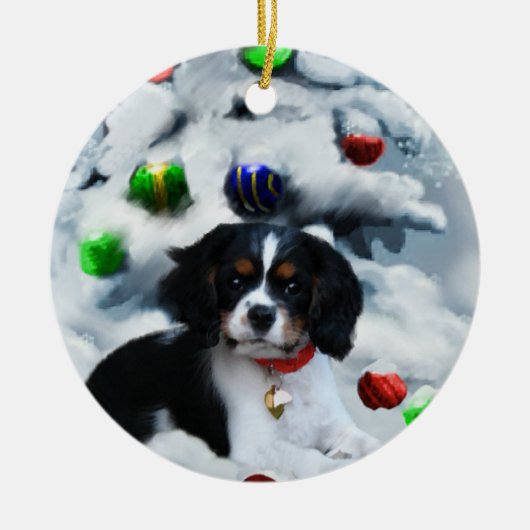 Cavalier King Charles Spaniel kerstornament Keramisch Ornament (Voorkant)