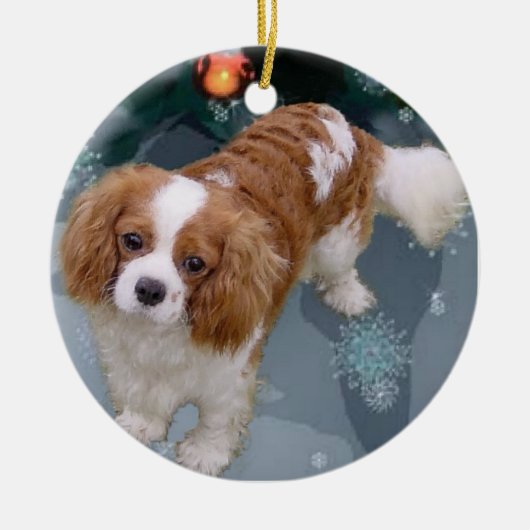 Cavalier King Charles Spaniel kerstornament Keramisch Ornament (Voorkant)