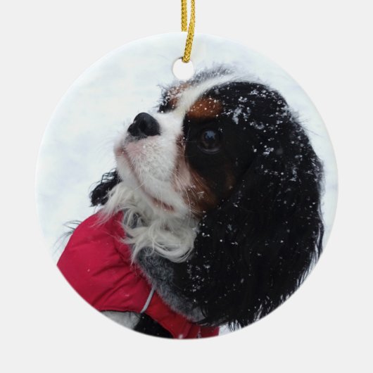 Cavalier King Charles Spaniel kerstornament Keramisch Ornament (Voorkant)