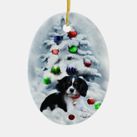 Cavalier King Charles Spaniel kerstornament Keramisch Ornament (Voorkant)