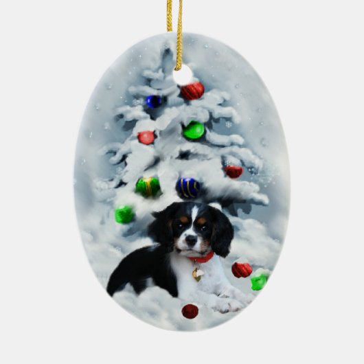 Cavalier King Charles Spaniel kerstornament Keramisch Ornament (Achterkant)