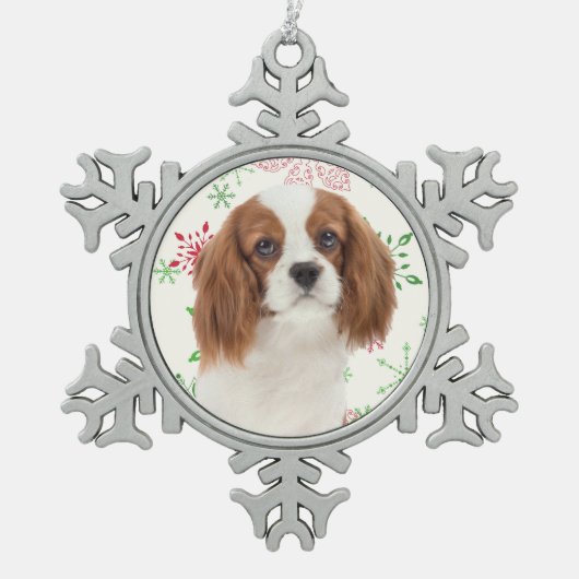 Cavalier King Charles Spaniel kerstornament Tin Sneeuwvlok Ornament (Voorkant)