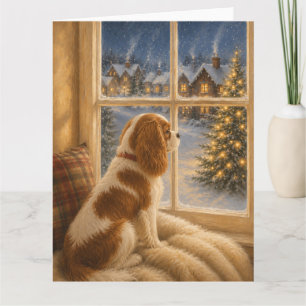 Cavalier King Charles Spaniel Kerstportret Kaart