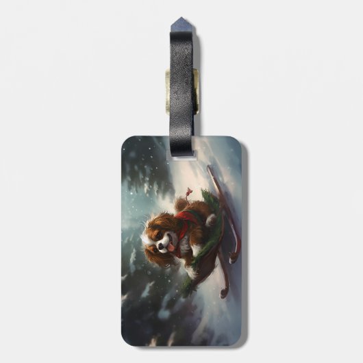 Cavalier King Charles Spaniel Kerstsneeuw Bagagelabel (Achterkant verticaal)