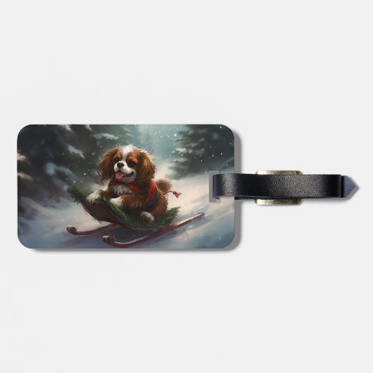 Cavalier King Charles Spaniel Kerstsneeuw Bagagelabel (Achterkant horizontaal)