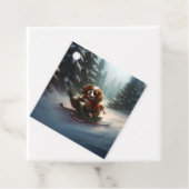 Cavalier King Charles Spaniel  Kerstsneeuw Bedankjes Labels (In situ)
