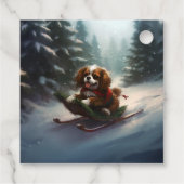 Cavalier King Charles Spaniel  Kerstsneeuw Bedankjes Labels (Achterkant)