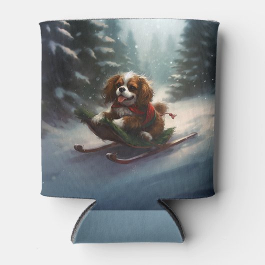Cavalier King Charles Spaniel Kerstsneeuw Blikjeskoeler (Voorkant)