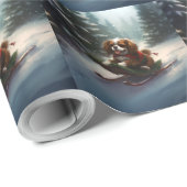 Cavalier King Charles Spaniel Kerstsneeuw Cadeaupapier (Rol Hoek)