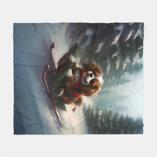 Cavalier King Charles Spaniel Kerstsneeuw Fleece Deken (Voorkant (Horizontaal))