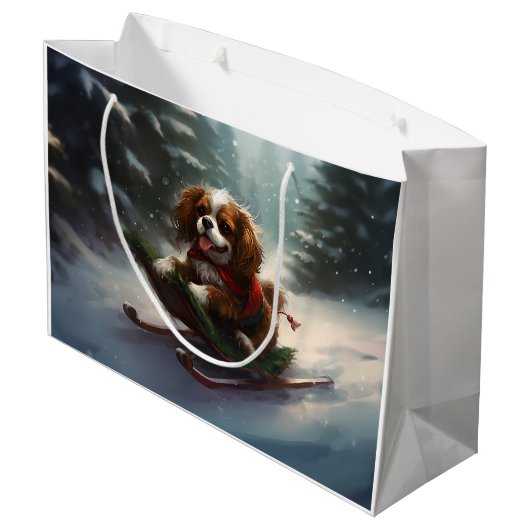 Cavalier King Charles Spaniel Kerstsneeuw Groot Cadeauzakje (Achterkant Gekanteld)