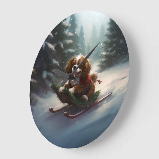 Cavalier King Charles Spaniel Kerstsneeuw Grote Klok (Hoek)