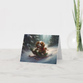 Cavalier King Charles Spaniel Kerstsneeuw Kaart (Voorkant)