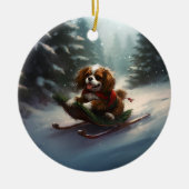 Cavalier King Charles Spaniel Kerstsneeuw Keramisch Ornament (Voorkant)