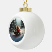 Cavalier King Charles Spaniel Kerstsneeuw Keramische Bal Ornament (Rechts)
