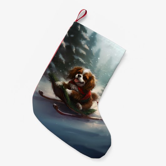 Cavalier King Charles Spaniel Kerstsneeuw Kleine Kerstsok (Voorkant (Hangend))