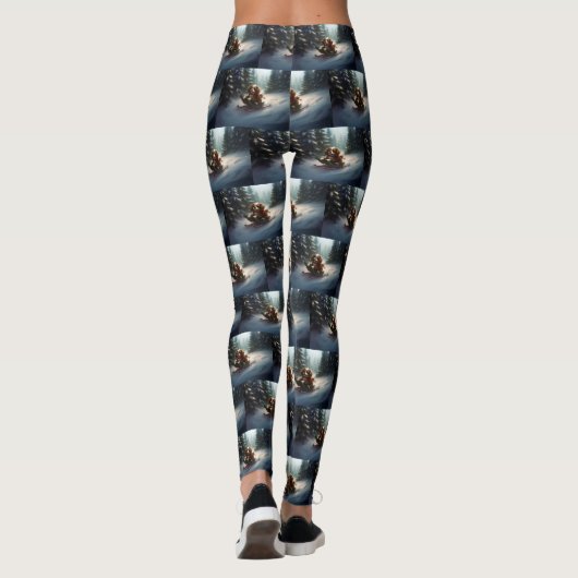 Cavalier King Charles Spaniel Kerstsneeuw Leggings (Achterkant)