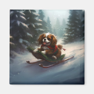 Cavalier King Charles Spaniel Kerstsneeuw Magneet