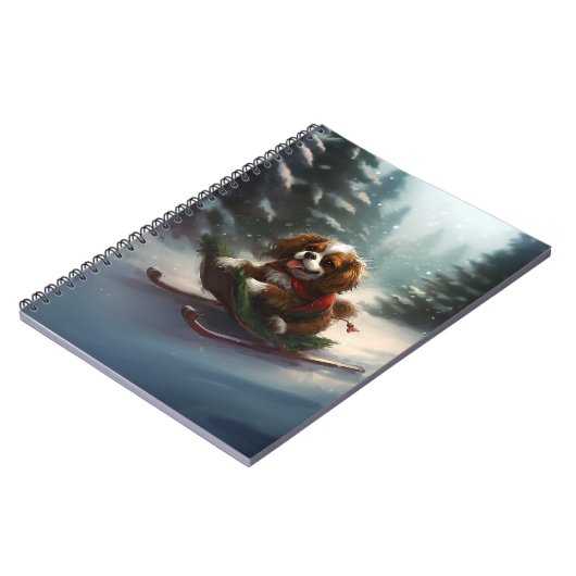 Cavalier King Charles Spaniel Kerstsneeuw Notitieboek (Linkerzijde)