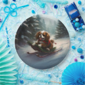 Cavalier King Charles Spaniel Kerstsneeuw Papieren Bordje (Feest)