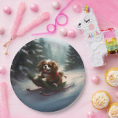 Cavalier King Charles Spaniel Kerstsneeuw Papieren Bordje (Feest)