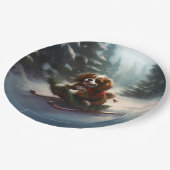 Cavalier King Charles Spaniel Kerstsneeuw Papieren Bordje (Gekanteld)