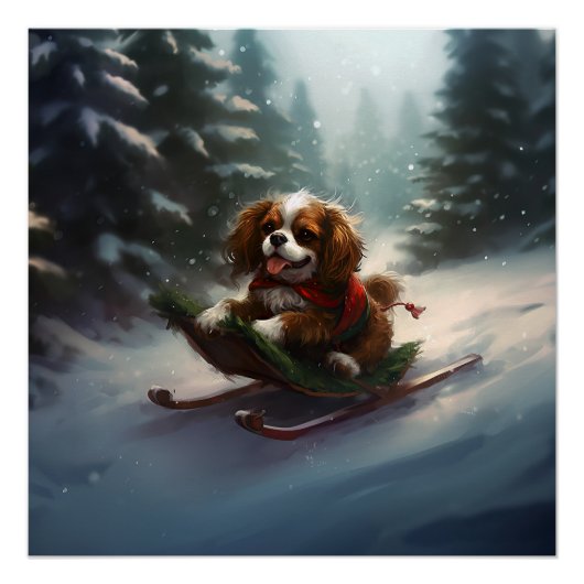 Cavalier King Charles Spaniel Kerstsneeuw Perfect Poster (Voorkant)