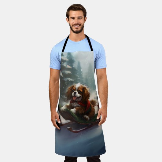 Cavalier King Charles Spaniel Kerstsneeuw Schort (Gedragen)