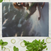 Cavalier King Charles Spaniel Kerstsneeuw Theedoek (Gevouwen)