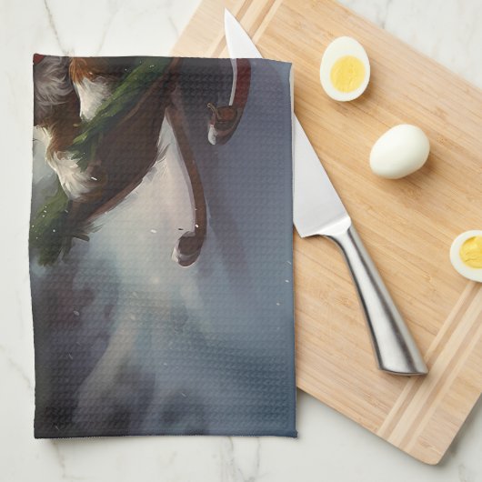 Cavalier King Charles Spaniel Kerstsneeuw Theedoek (Quarter Fold)