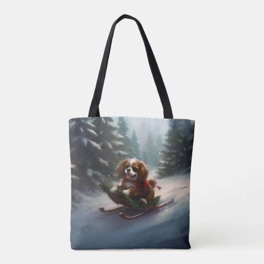 Cavalier King Charles Spaniel Kerstsneeuw Tote Bag (Achterkant)