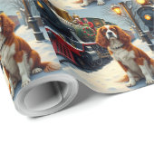 Cavalier King Charles Spaniel Kersttrein Cadeaupapier (Rol Hoek)