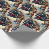 Cavalier King Charles Spaniel Kersttrein Cadeaupapier (Hoek)