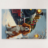 Cavalier King Charles Spaniel Kersttrein Legpuzzel (Horizontaal)